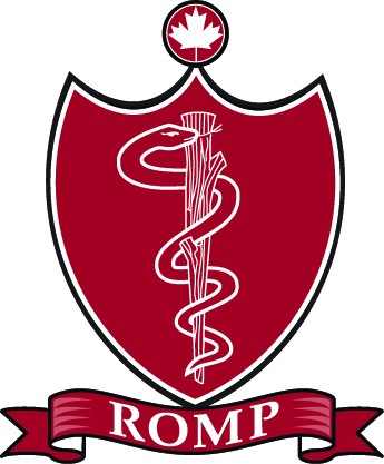 ROMP logo red crest with snake in the middle